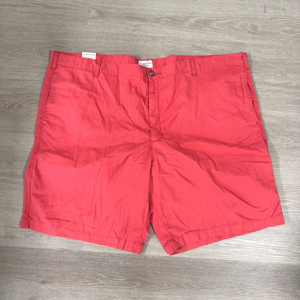 NWT Saddlebred Shorts Mens 52 Coral‎ Comfort Flex Big Tall Flat Front 10" Inseam